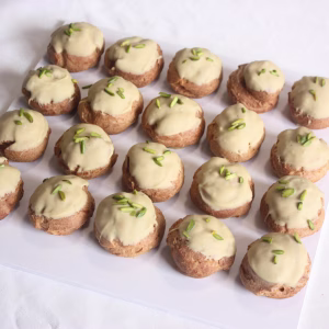 Pistachio choux profiteroles