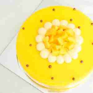 gluten free coco mango cake nicely decorated