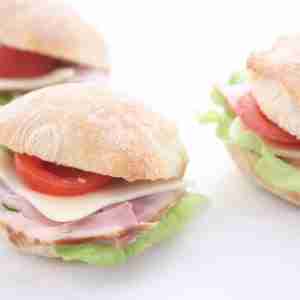 Mini tomato and cheese sandwiches for catering