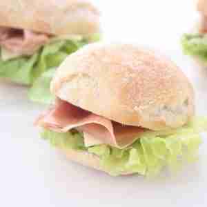 Mini ham and cheese Sandwiches for catering